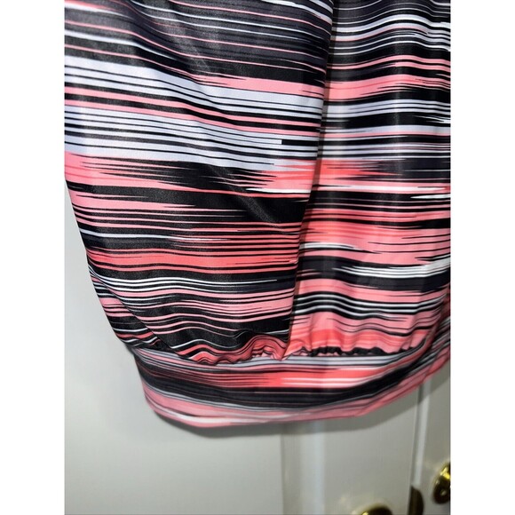 Yonique Women Swim Top Bathing Tankini Pink Black Stripes Racerback L Padded NWT - Picture 3 of 14